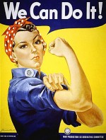 We Can Do It! Affiche patriotique (USA,seconde guerre mondiale), et devenue "féministe" de J. Howard Miller. Il ne manque que le Yes devant We can...